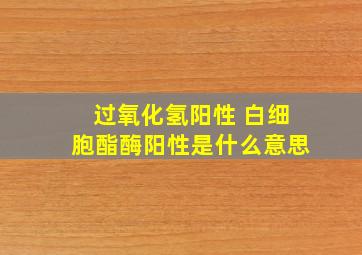 过氧化氢阳性 白细胞酯酶阳性是什么意思